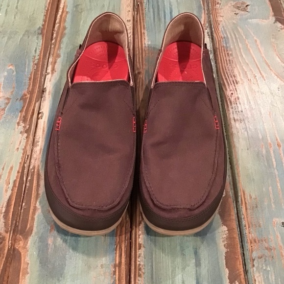 Crocs 13 Loafers Men’s Canvas Comfort Shoes Brown Slip Ons 14773 - Picture 4 of 9